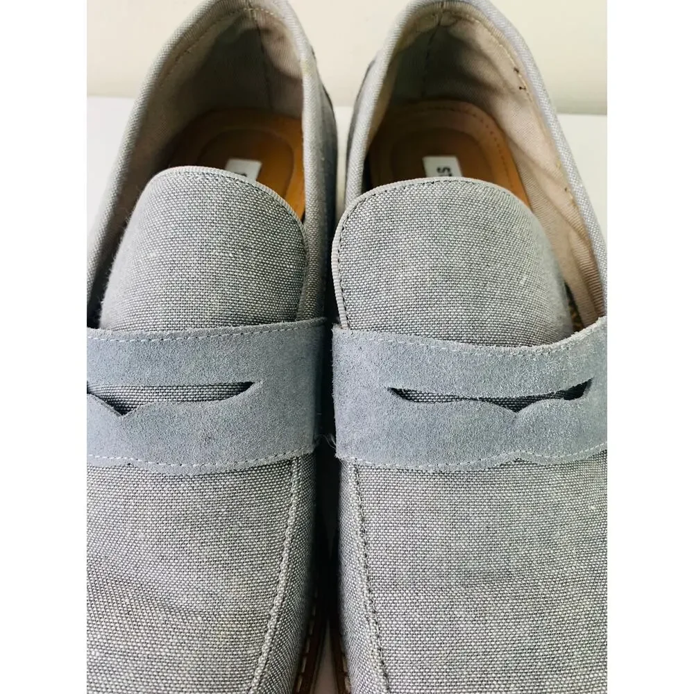 Steve Madden Normin Canvas Penny Loafer In Gray Fabric Leather Men's Size 12